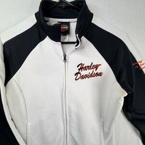 Harley-Davidson Sacramento California Track Jacket White Black Mens Medium